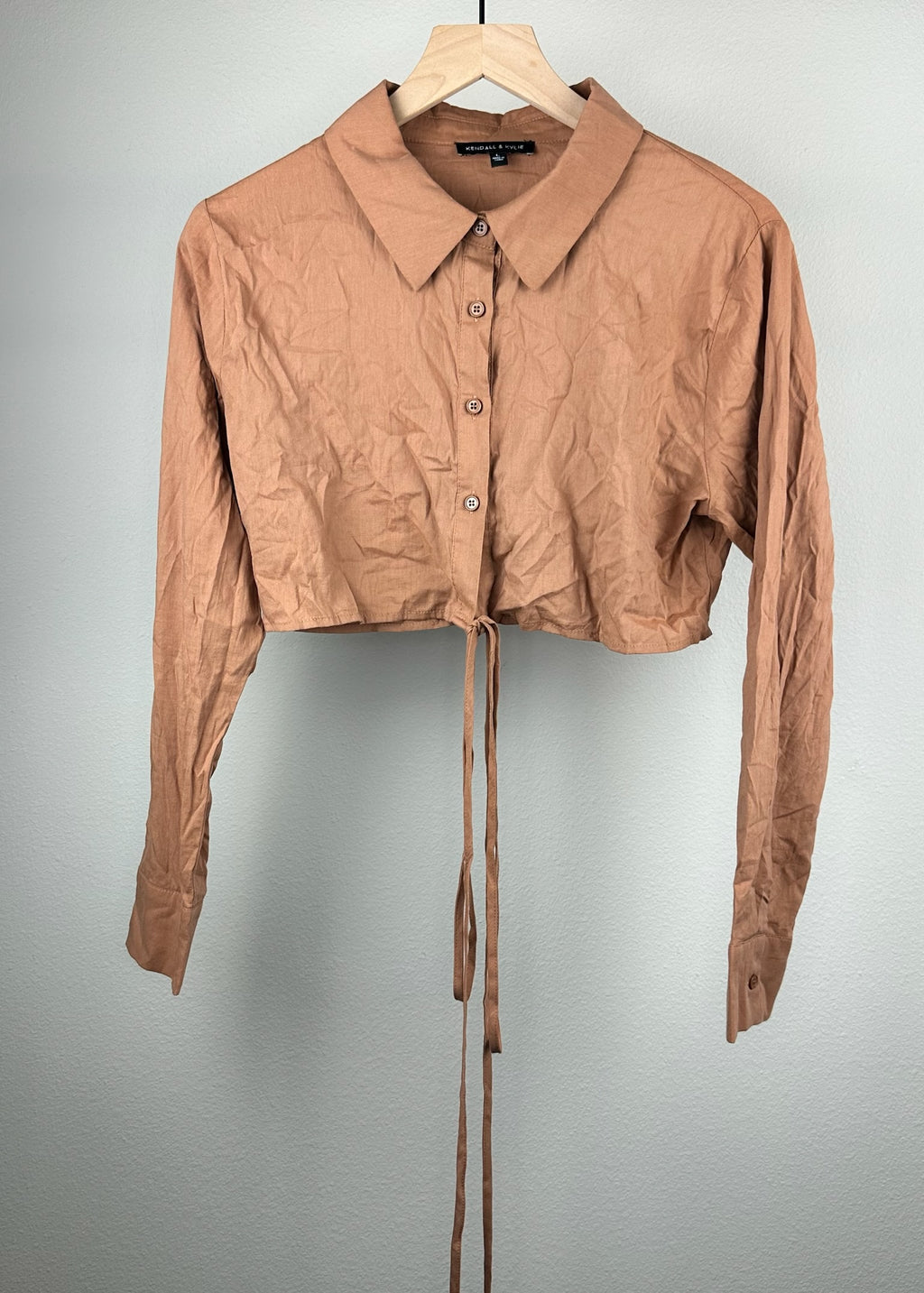 Tan Long Sleeve Crop Top by Kendall & Kylie