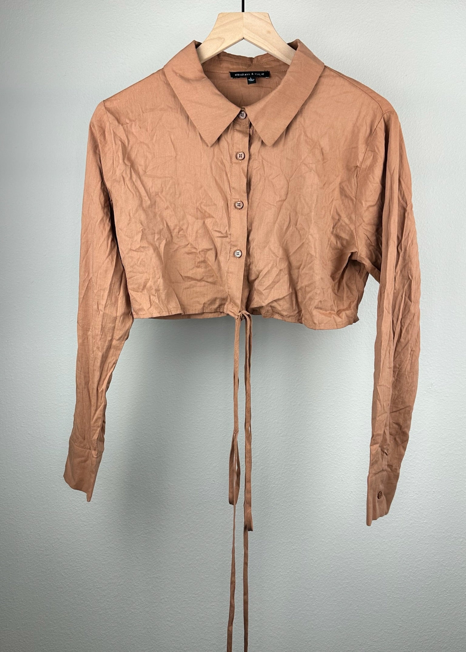 Tan Long Sleeve Crop Top by Kendall & Kylie