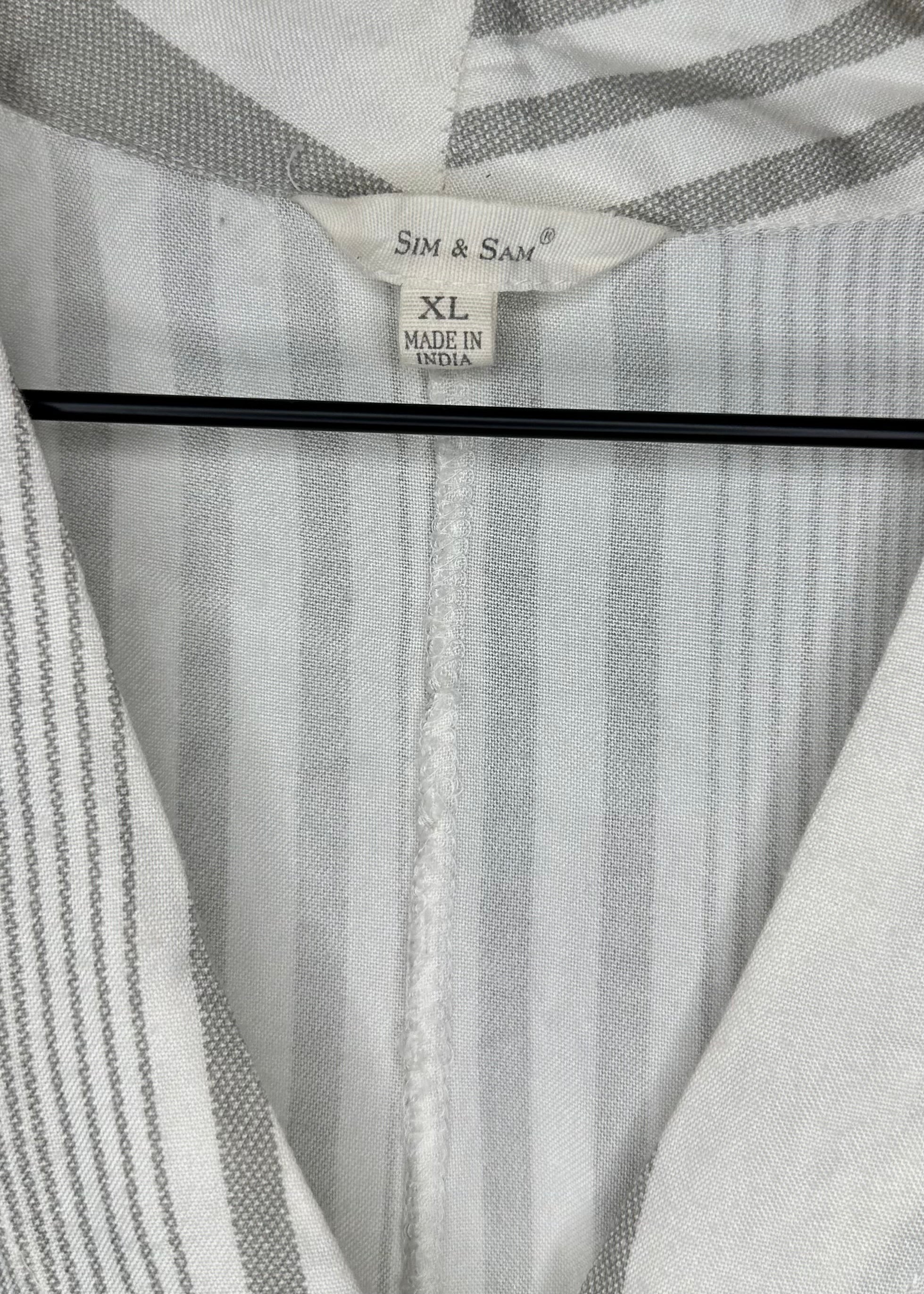 Women’s White and Tan Striped Boxy Shirt by Sim & Sam