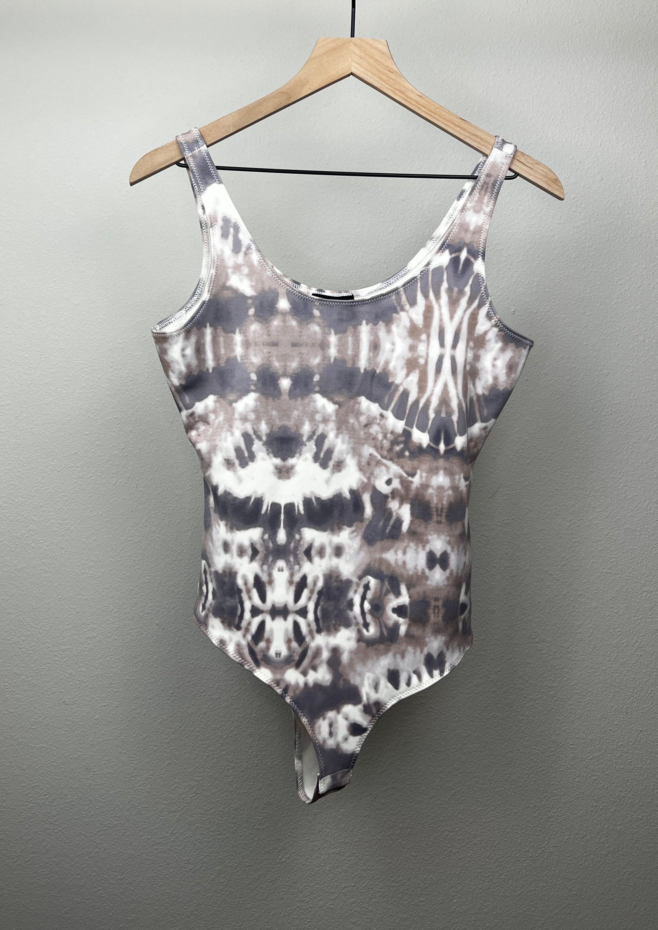 Mauve and Tan Tie Dye Bodysuit