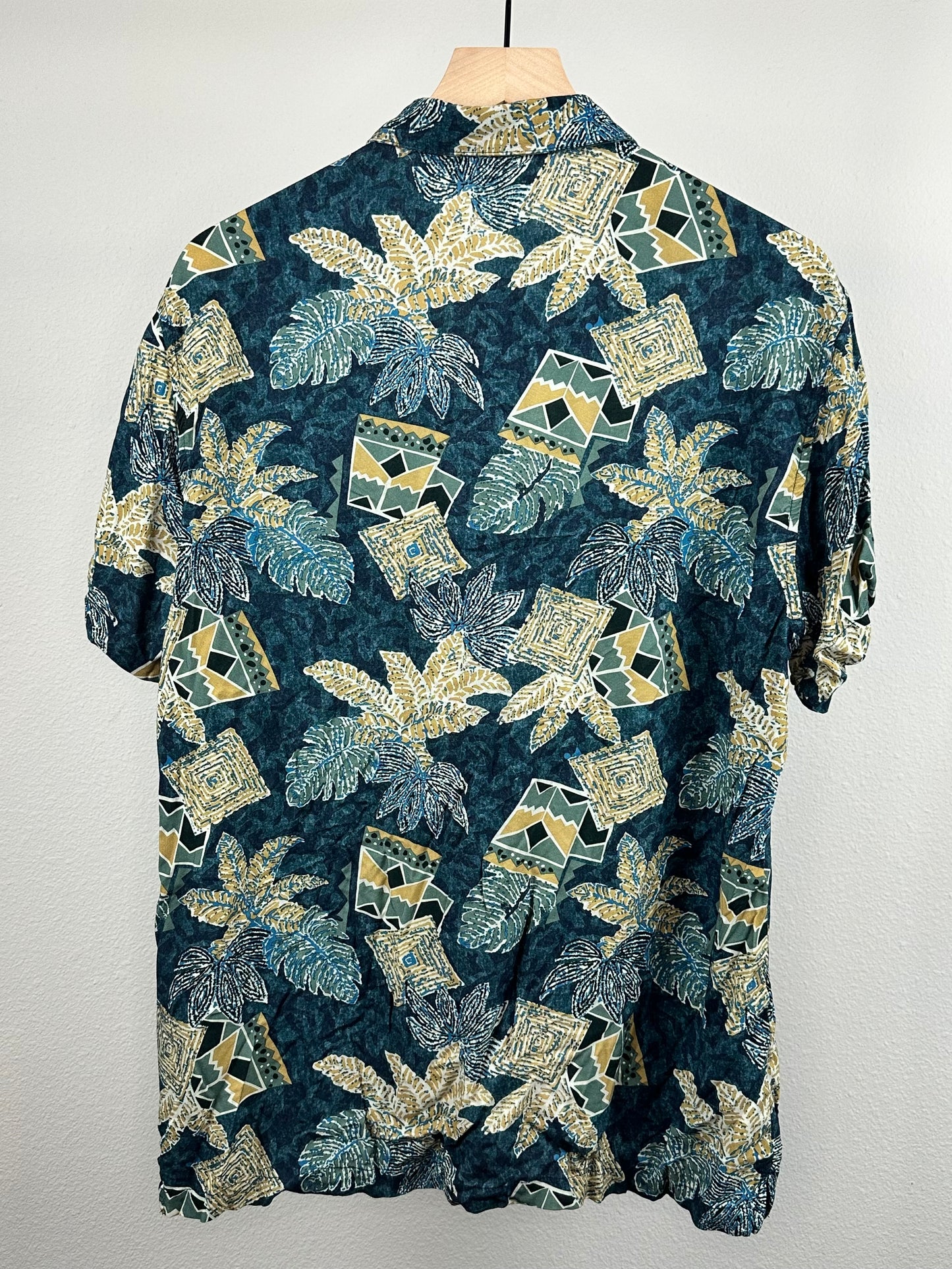 Mens Green and Blue Floral Button Up By Bershka