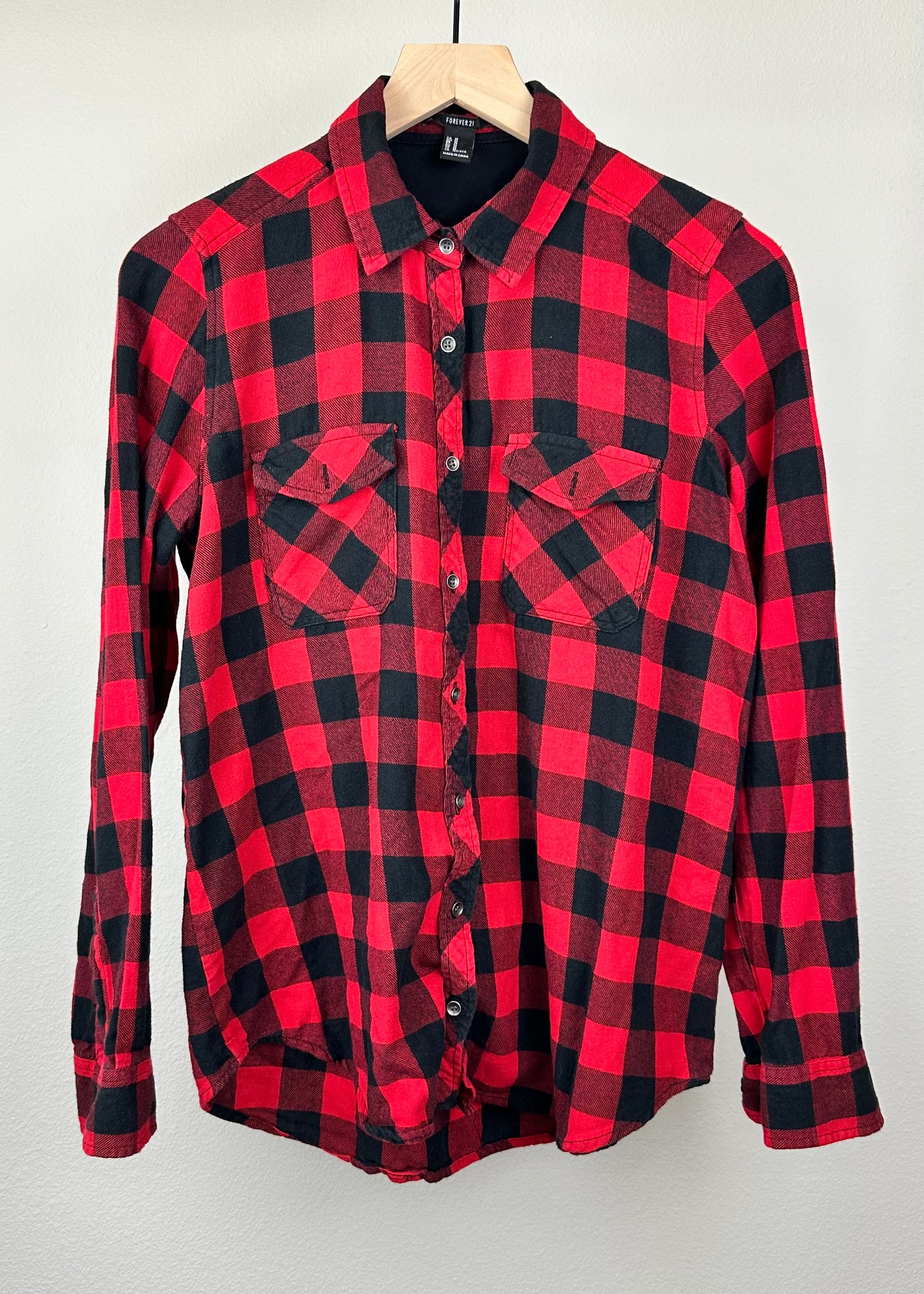 Black and Red Plaid Button Up by Forever 21