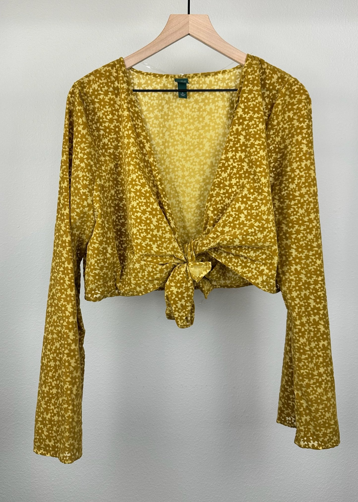 Mustard Flower Tie Up Shirt by Wild Fable