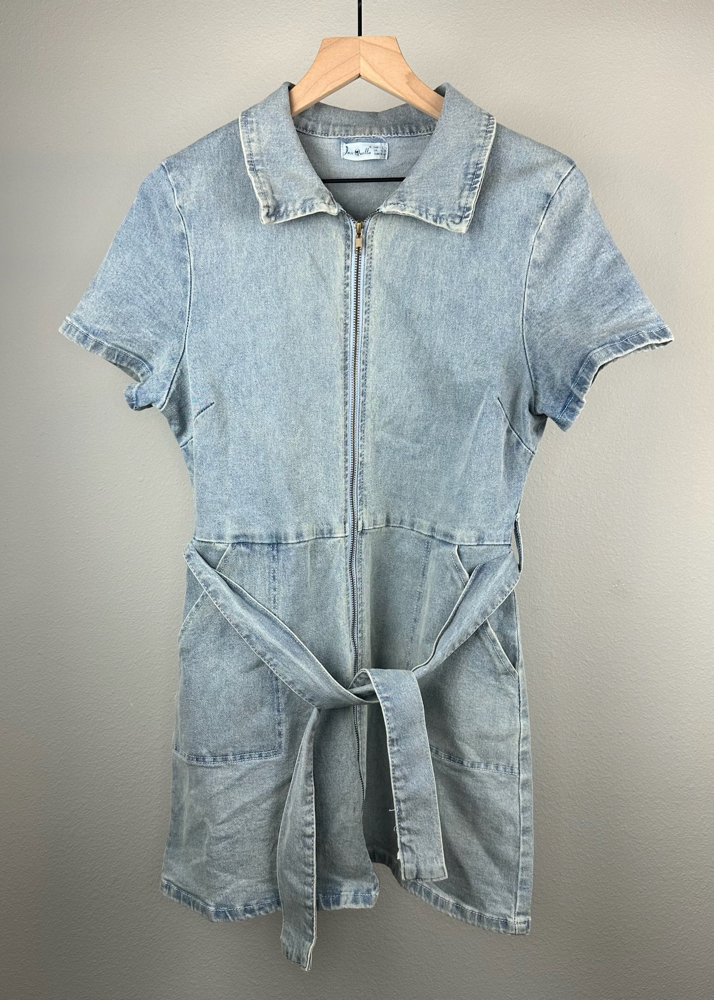 Light Denim Dress with Belt by Just Quella