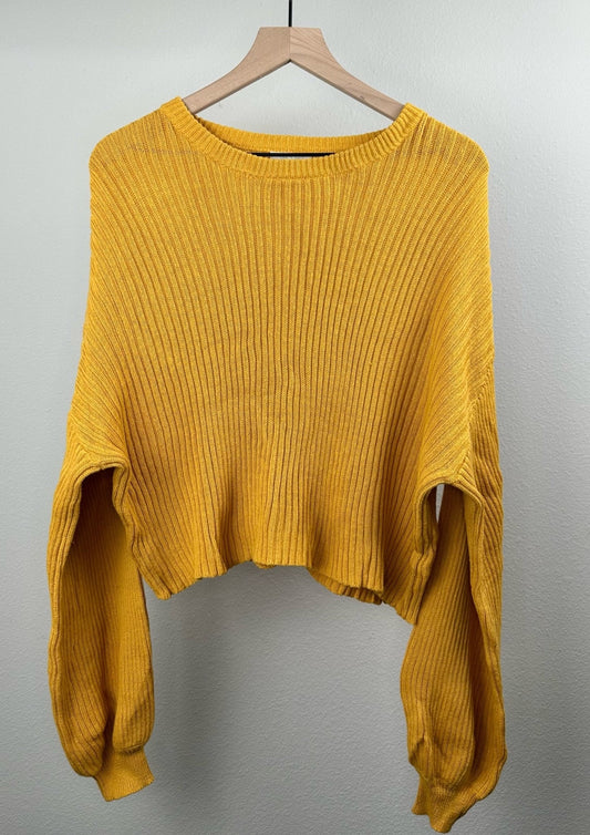 Yellow Crop Sweater By Abound