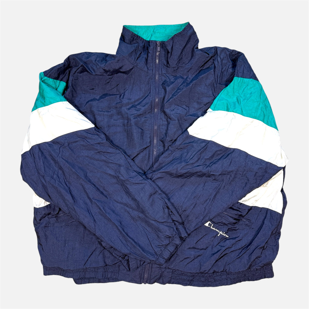 Champion Blue White and Black Colorblock Windbreaker