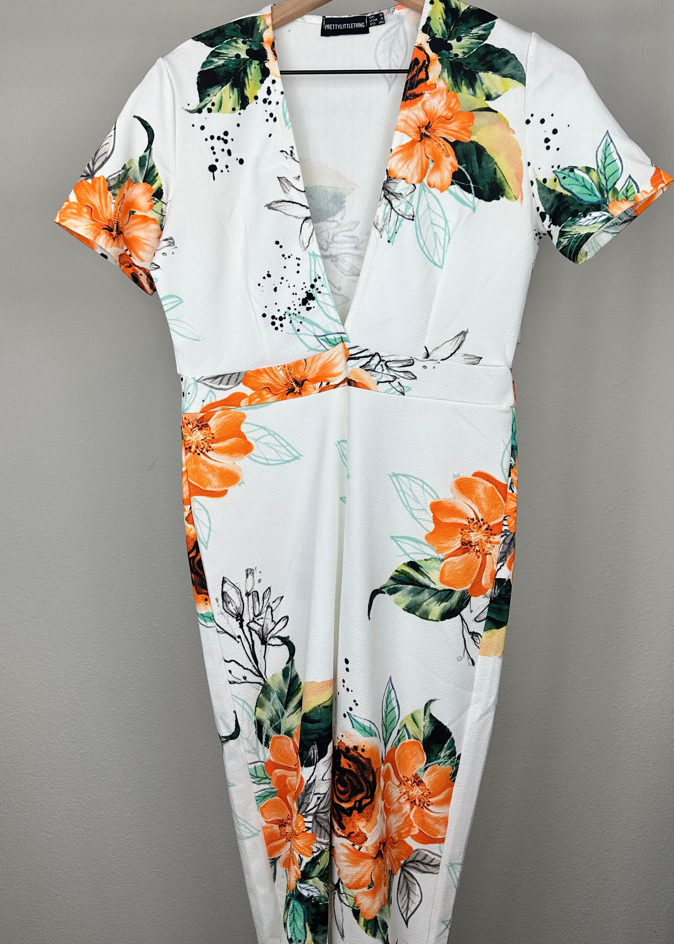 Orange Flower Jumper By Pretty Little Thing