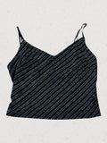 Womens Black & Gold Shimmer Crop Tank Top