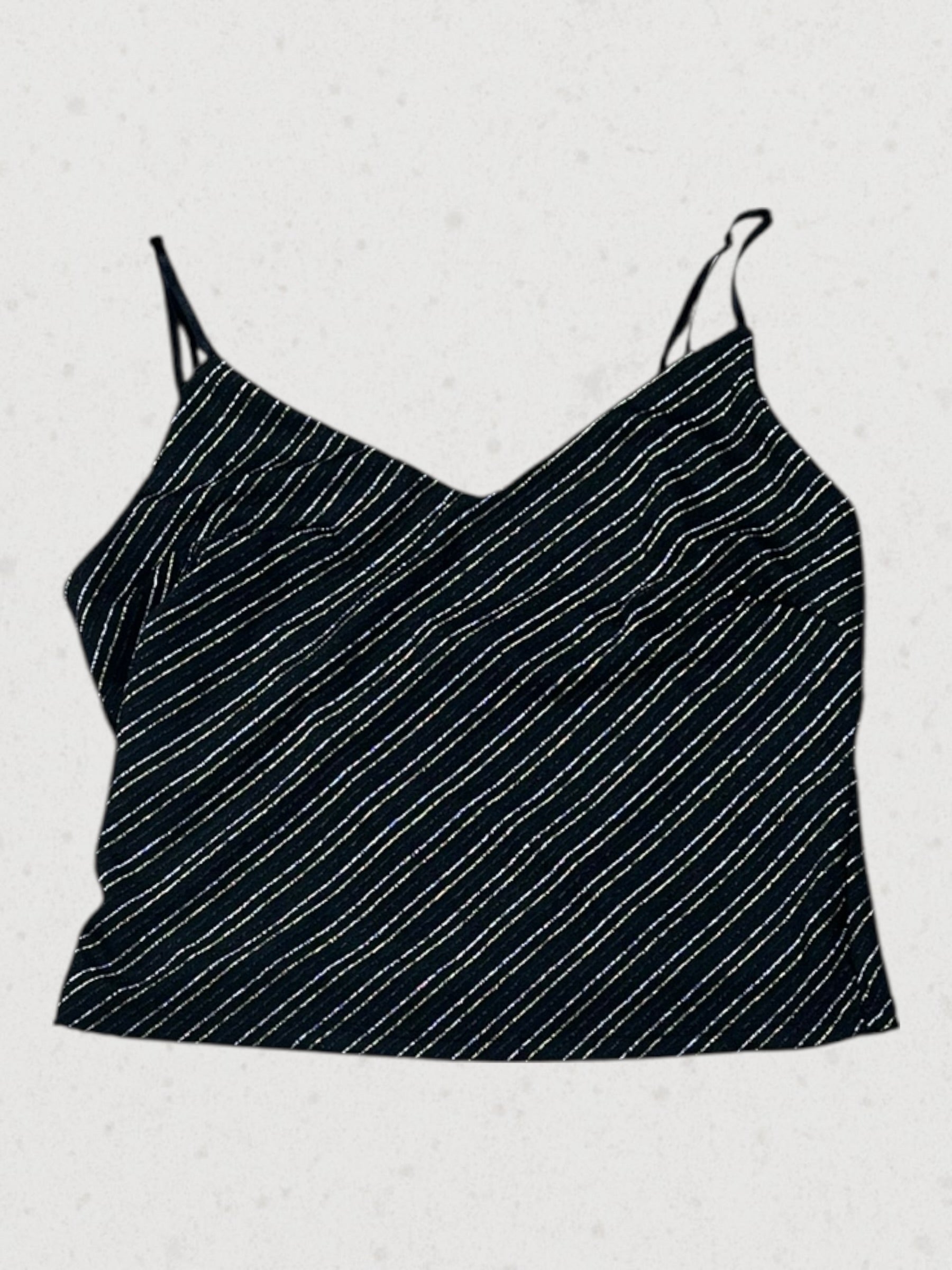 Womens Black & Gold Shimmer Crop Tank Top