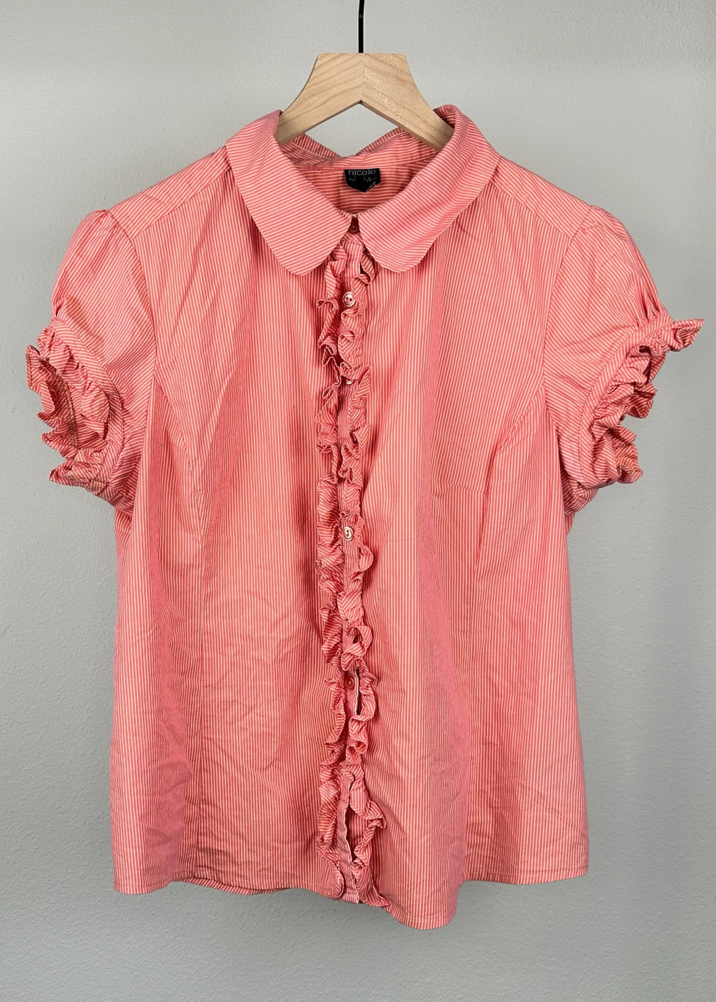 Orange Ruffle Button Up Shirt by Nicole