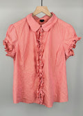 Orange Ruffle Button Up Shirt by Nicole