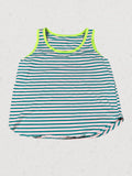 Green and Pink Striped Tank Top