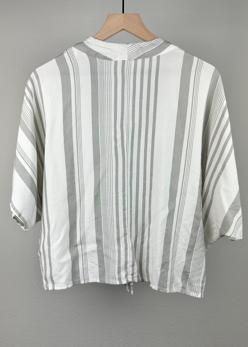 Women’s White and Tan Striped Boxy Shirt by Sim & Sam