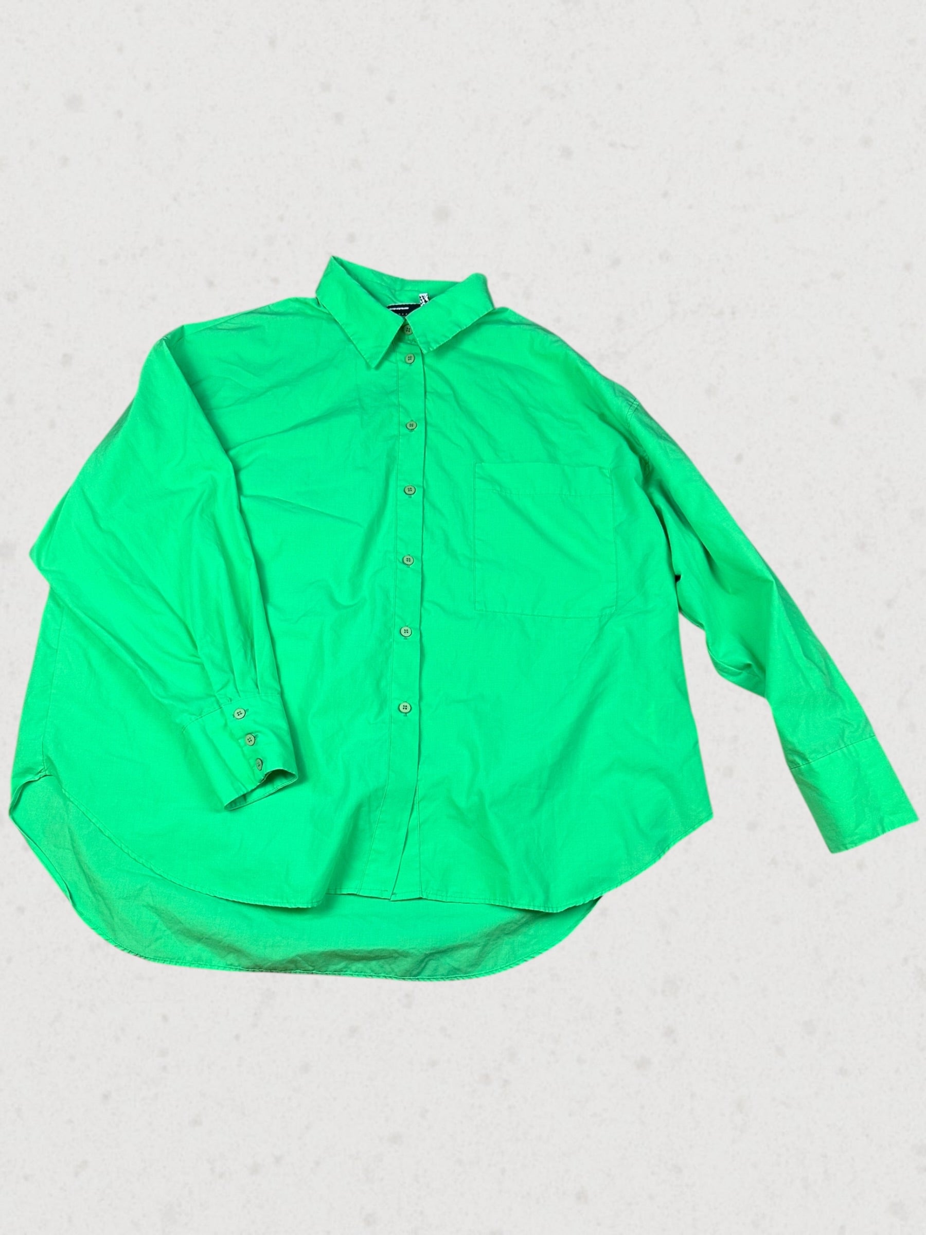 Womens Green Oversized Button Up