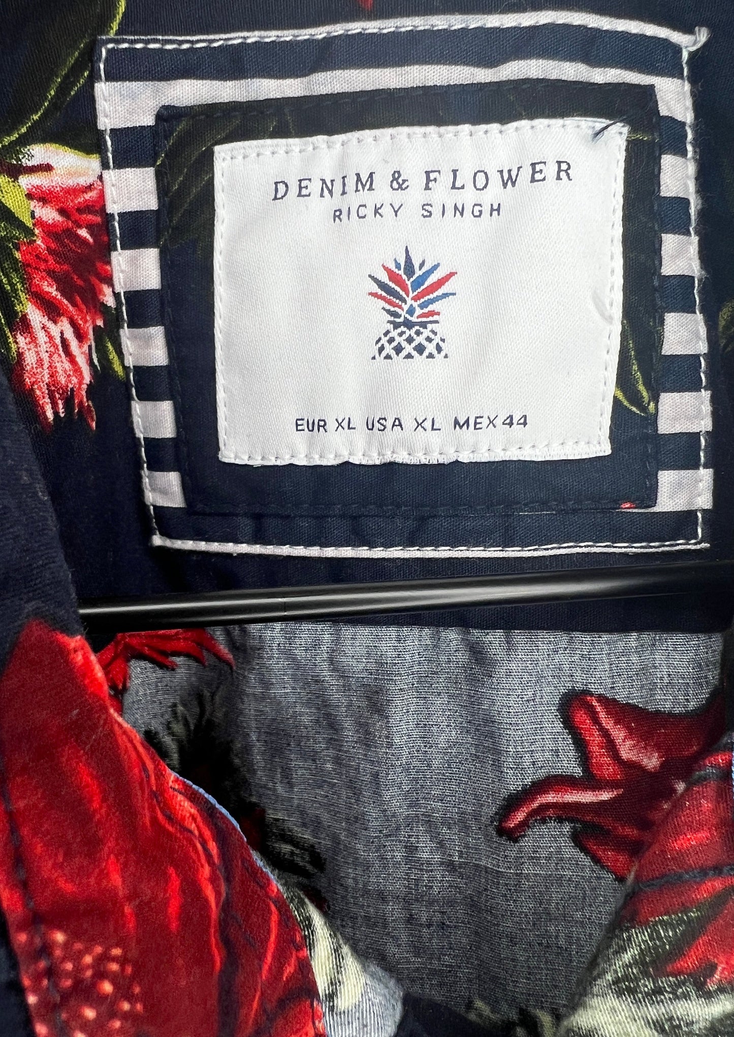 Blue and Red Flower Button Up By Denim & Flower