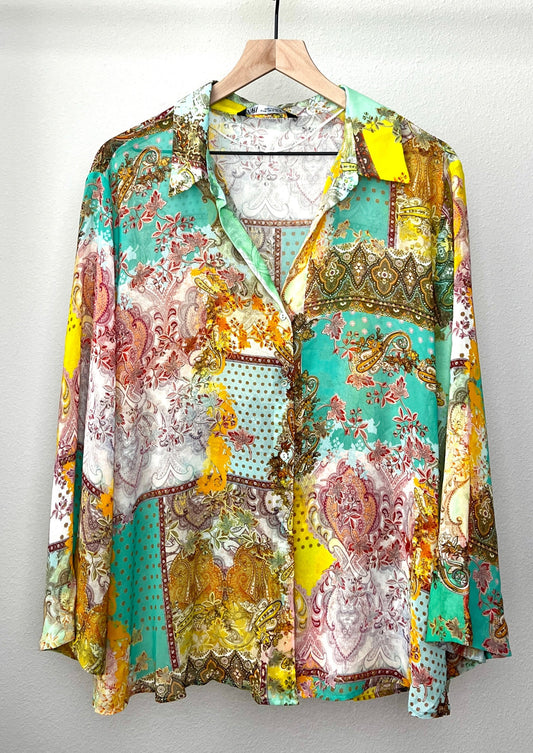 Patchwork Paisley Printed Shirt by Zara