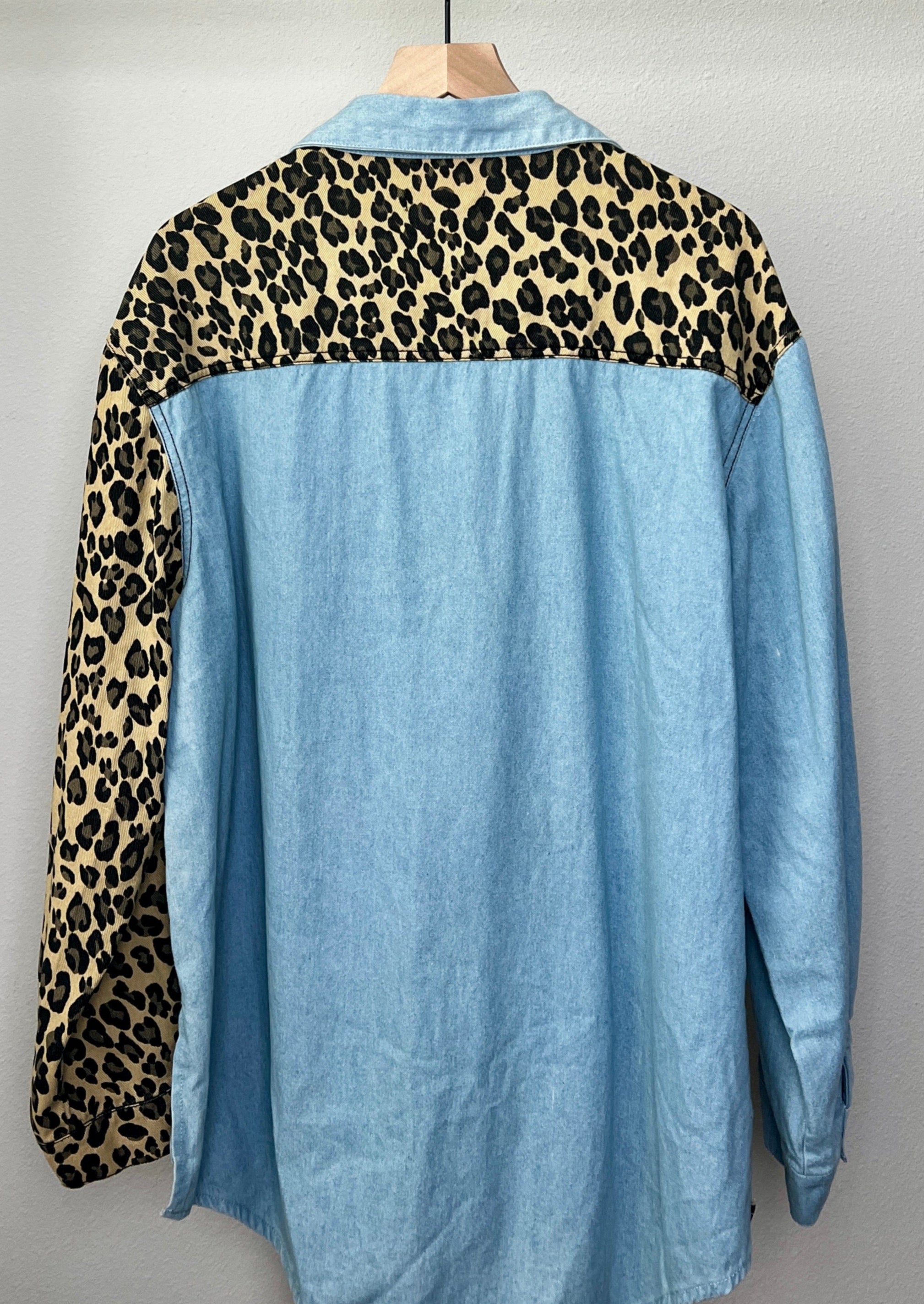 Mix Denim and Leopard Shirt