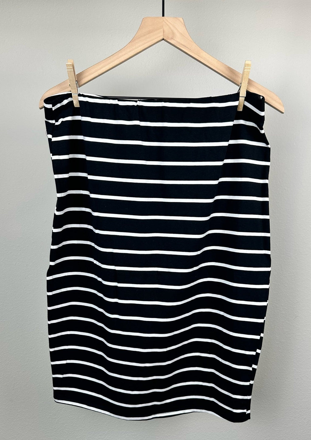 Black & White Striped Midi Skirt