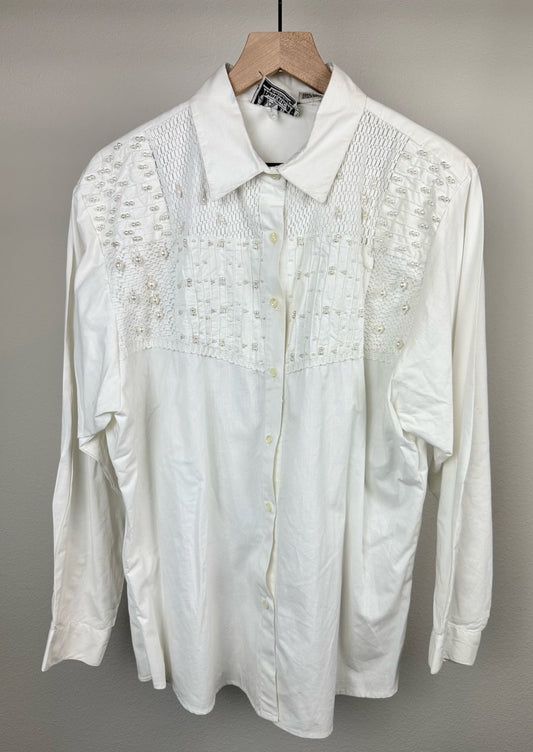 America Sportswear White Beaded Shirt