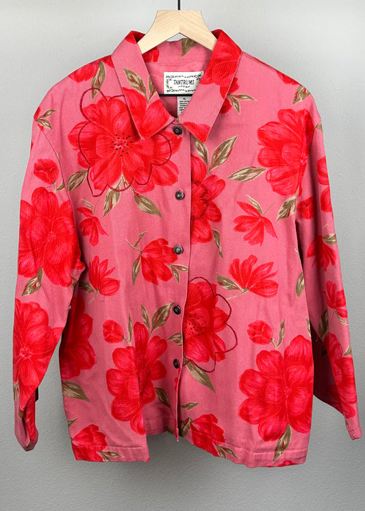 Pink & Red Flower Jacket By Tantrums