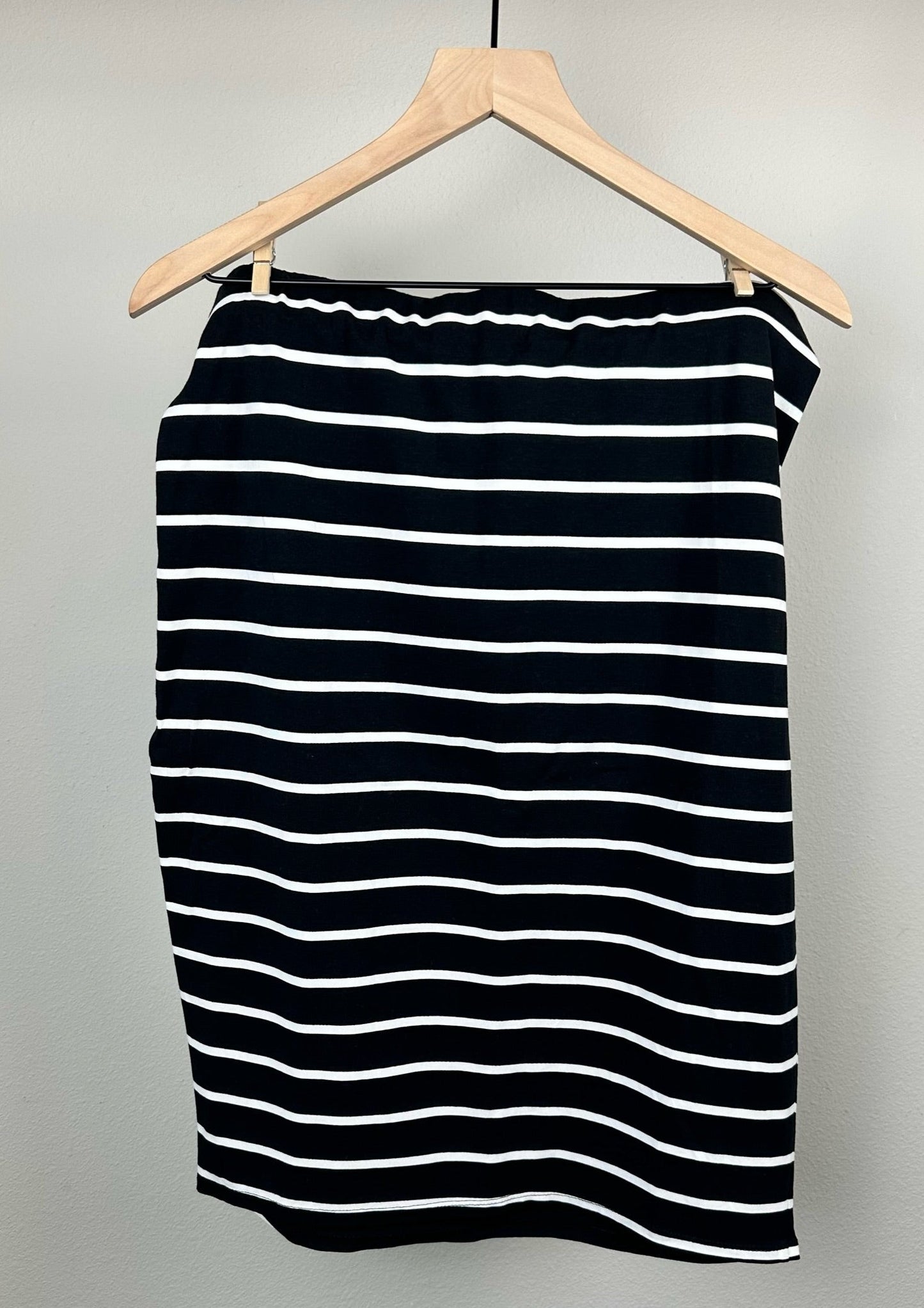 Black & White Striped Midi Skirt